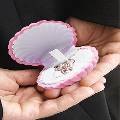女性用合金オープンカフリング  蝶  貝殻の形をしたベルベットのジュエリー収納ボックス付き  ピンク  内径：20mm  1 PC&nbsp;RJEW-LP0002-50A