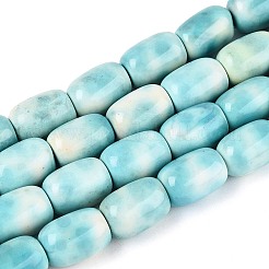 染め加工天然石瑪瑙ビーズ連売り  オーバル  ライトシアン  14~15.5x10~11mm  穴：0.9~1mm  約26個/連  15.16~15.35''（38.5~39センチメートル）&nbsp;G-T144-51A-01