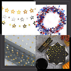 100g ペットスパンコール/スパンコールペンダント  星のチャーム  装飾アクセサリー  ゴールド  5x5.5x0.2mm  穴：0.9mm  約30303個/100g&nbsp;KY-CY0001-24A