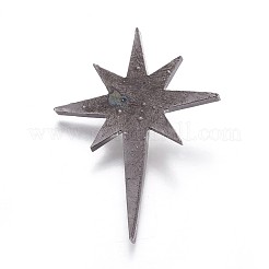 真鍮製カボション  シェルパールビーズやラインストーン付き  きらきら星  ガンメタ色  56x41.5x8.5mm&nbsp;KK-F791-09B
