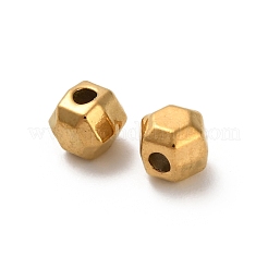 304ステンレススチールビーズ  六角  多面カット  イオンプレーティング（ip）  18KGP本金メッキ  4.8x4.3x4.3mm  穴：1.4mm&nbsp;STAS-D204-03G