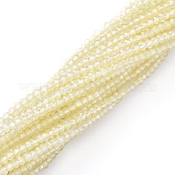 電気メッキガラスビーズセット  フル虹メッキ  多面カット  ロンデル  シャンパンイエロー  2x1.5mm  穴：0.6mm  約208~220個/連  34~36cm&nbsp;X-EGLA-F149-FR-06