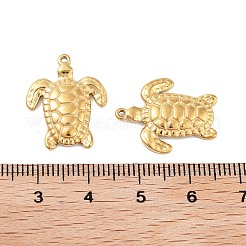 イオンプレーティング（IP）304ステンレスペンダント  ウミガメチャーム  18KGP本金メッキ  20x16x2.5mm  穴：1mm&nbsp;STAS-U014-36G