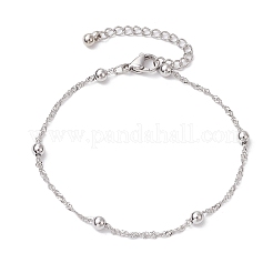 304ステンレススチールカーブチェーンブレスレット  ステンレス鋼色  7-1/2インチ（18.9cm）&nbsp;BJEW-JB11506