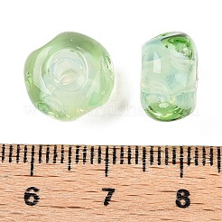 手作りランプワークビーズ連売り  ロンデル  薄緑  11.5~12.5x7mm  穴：2.5mm  約20個/連  5.51~6''（14~15センチメートル）&nbsp;LAMP-T021-15D