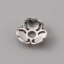 チベット風合金ビーズキャップ  3花びら  花  アンティークシルバー  8x2mm  穴：1.8mm&nbsp;FIND-WH0143-60C