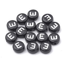 不透明なアクリルビーズ  水平穴  アルファベットスタイル  フラットラウンド  文字.e  7x4mm  穴：1.5mm  約3700個/500g&nbsp;SACR-N002-02E