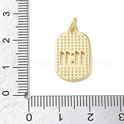 真鍮チャーム  数字11:11のチャームが付いた長方形  ラックめっき  長持ちメッキ  カドミウムフリー＆鉛フリー  18KGP本金メッキ  20.5x12x1.5mm  穴：3.5mm&nbsp;KK-L268-004G