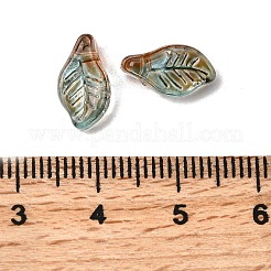 ガラスビーズ  葉  ミックスカラー  12x6.5x5mm  穴：0.8mm&nbsp;GLAA-D303-08
