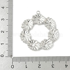 304ステンレスペンダント  花のチャーム  ステンレス鋼色  32x30x2.5mm  穴：1.6mm&nbsp;STAS-L293-09C-P