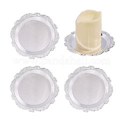 鉄製のジュエリーディスプレイプレート  家の装飾用のキャンディーホルダー  ラウンド  プラチナ  15x14.8x1cm&nbsp;AJEW-WH0410-259A-02