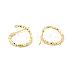 ブラスファセット Cシェイプ スタッドピアス  女性用ハーフフープピアス  カドミウムフリー＆鉛フリー  リング  18KGP本金メッキ  15x1.5mm  ピン：0.8mm&nbsp;EJEW-P213-10G