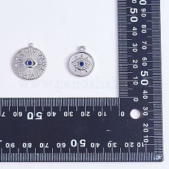 16個8スタイルアイテーマ304ステンレススチールラインストーンペンダント  hamsa hand/hand of miriam & flat round  ステンレス鋼色  17.5~23x11~21x2~3mm  穴：1.4~2mm  2個/スタイル&nbsp;STAS-SZ0002-85P