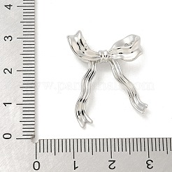 真鍮製コネクタチャーム  テクスチャーのある蝶結びのリンク  プラチナ  28x23x6mm  穴：0.8mm&nbsp;KK-G518-11P
