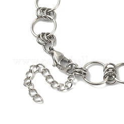 変色しない304ステンレススチールリングリンクチェーンブレスレット  ステンレス鋼色  7-5/8インチ（19.4cm）&nbsp;BJEW-TA00334-04