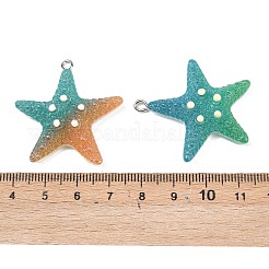 不透明樹脂ペンダント  ヒトデ  プラチナ鉄ループ付き  ツートン  ミックスカラー  36.5x33.5x10mm  穴：2mm&nbsp;RESI-I350-04