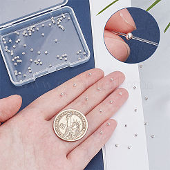 100 個 925 スターリングシルバービーズ  ラウンド  銀  2x2mm  穴：0.9mm&nbsp;STER-PH0003-61B