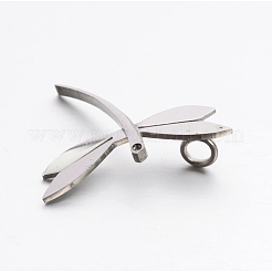 304 ステンレス ラインストーン 3d トンボ ミニペンダント  ステンレス鋼色  18x25.5x2mm  穴：3mm&nbsp;STAS-E090-77P