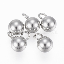 変色しにくい304ステンレススチールチャーム  ラウンド  ステンレス鋼色  8x5mm  穴：2mm&nbsp;STAS-E146-01B-P