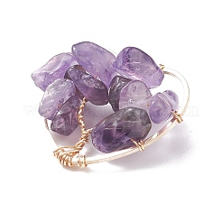 天然石アメジストペンダント  銅のパーツと真鍮のパーツ  ハート＆ツリー  25.5x27x8mm  穴：2.6mm&nbsp;PALLOY-JF01449-02