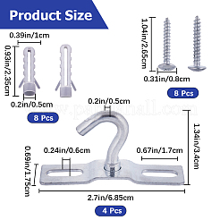 アイロンパッドアイプレート天井フック  ネジとプラスチックの検索機能付き  プラチナ  34x68.5x17.5mm  穴：17x6mm&nbsp;AJEW-WH0038-62P-01