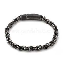 304ステンレススチールロープチェーンブレスレット女性男性用  イオンプレーティング（ip）  アンティークシルバー  9インチ（22.8cm）&nbsp;BJEW-A031-04F-AS