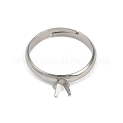 304ステンレススチールカフリング部品  プロングリングのセッティング  ステンレス鋼色  トレイ：3.5x3.5mm  3mm  usサイズ7 1/4(17.5mm)&nbsp;STAS-D372-01P