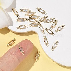 シェグレース 真鍮 パヴェ キュービックジルコニア 長方形コネクターチャーム  カドミウムフリー＆ニッケルフリー＆鉛フリー  長持ちメッキ  18KGP本金メッキ  透明  11x3x1.5mm  穴：1mm＆1.2mm&nbsp;XGRQ2O764-445A-G