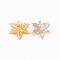ナチュラルイエローシェルチャーム  カエデの葉  14x15.5x2mm  穴：1.2mm&nbsp;SSHEL-R144-34