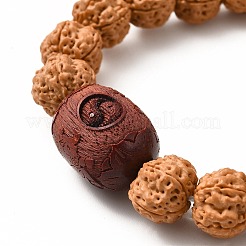菩提仏数珠ブレスレット  女性用ラウンドナチュラルルドラクシャビーズストレッチブレスレット  チョコレート  内径：2-1/2インチ（6.5cm）&nbsp;BJEW-F446-01