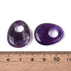 天然石アメジストペンダント  ティアドロップチャーム  24.5~25x19.5~20x5.5~6.5mm  穴：8~9mm&nbsp;G-T144-09E