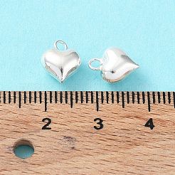 925スターリングシルバーチャーム  ハート  銀  10x8x5mm  穴：1.6mm&nbsp;X-STER-H106-01A-S