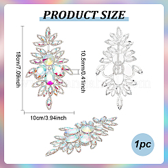 真鍮ラインストーンアップリケ1個。  花嫁のベルト用  ドレス  サッシ  花  クリスタルAB  180x100x10.5mm&nbsp;DIY-FG0005-52A