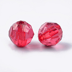 透明なアクリルビーズ  多面カット  ラウンド  ミックスカラー  8x8mm  穴：1.5mm  約2000個/500g&nbsp;TACR-T004-06