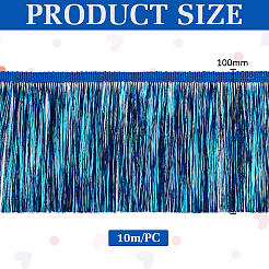 タッセルペットポリエステルリボントリム  洋服アクセサリー  ブルー  4インチ（100mm）  10m / pc&nbsp;OCOR-WH0082-230A