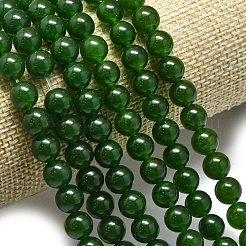 天然石マレーシアジェイドビーズ連売り  染め＆加熱  ラウンド  濃い緑  11.5~12.5mm  穴：1.2mm  約35個/連  14.96インチ（38cm）&nbsp;G-L645-C01-12mm-05