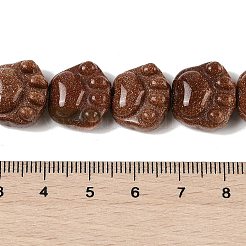 合成ゴールドストーン金砂石ビーズ連売り  猫の足  16x14x9.5mm  穴：1mm  約13個/連  7.20''（18.3センチメートル）&nbsp;G-M108-A08-01