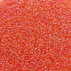 MIYUKIラウンドロカイユビーズ  日本製シードビーズ  （rr297)透明タンジェリンab  11/0  2x1.3mm  穴：0.8mm  約50000個/ポンド&nbsp;SEED-G007-RR0297