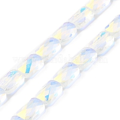 透明電気メッキガラスビーズ連売り  虹メッキ  多面カット  長方形  クリアAB  9x6x4mm  穴：1.2mm  約72個/連  25.98''（66センチメートル）&nbsp;EGLA-I017-03-AB05