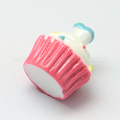 ケーキの樹脂カボションとハート  模造食品  濃いピンク  17x15.5mm&nbsp;CRES-R183-04B
