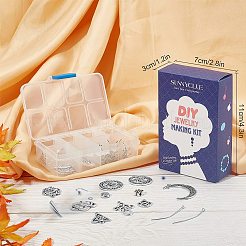 DIYノットドロップイヤリング作りキット  合金ペンダント＆リンク＆ペンダントセッティングを含む  真鍮のピアスフック＆ピン＆丸カン  アンティークシルバー＆プラチナ  ペンダント：26ピース/セット&nbsp;DIY-SC0018-18