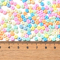 焼付塗装ガラスシードビーズ  ドーナツ  カラフル  4x2.5mm  穴：1mm  約137個/10g&nbsp;X1-SEED-B001-02A-10