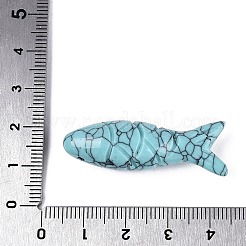 合成ターコイズの彫刻ペンダント  魚  37~41x12.5~15x12~13mm  穴：0.9~1mm&nbsp;G-T144-47B
