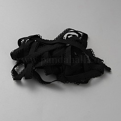 平型ピコットゴム紐  衣装工芸と裁縫用  ブラック  10mm&nbsp;EC-WH0026-023B