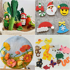 長方形のポリエステル生地シート  DIYの工芸品について  刺繍  ニードルフェルト  ミシン用品  ミックスカラー  296x201x1mm&nbsp;DIY-WH0430-934