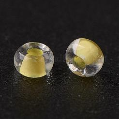 11/0 FGBグレードAラウンドガラスシードビーズ  透明インサイドカラー  ライトカーキ  2.3x1.5mm  穴：1mm  約48500個/ポンド&nbsp;SEED-N001-D-202