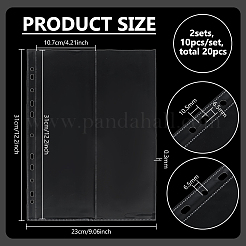 プラスチック製フォトカードスリーブバインダーポケット10個  長方形  透明  310x230x0.3mm  穴：6.5mmと10.5x6.5mm  内径：107x310mm&nbsp;DIY-WH0709-071A