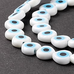 手作りナザールボンジュウランプワークビーズ連売り  ハート  ホワイト  6~7x8x3mm  穴：1mm  約47~49個/連  13.19~13.98インチ（33.5~35.5cm）&nbsp;LAMP-F023-B06