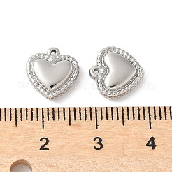 304ステンレススチールチャーム  ハートチャーム  変色防止  ステンレス鋼色  10.5x10x3.5mm  穴：0.7mm&nbsp;STAS-L022-375P