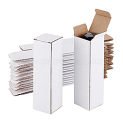 空白の厚紙紙梱包箱  長方形  ホワイト  完成品：5.3x5.05x18cm&nbsp;CON-WH0085-167